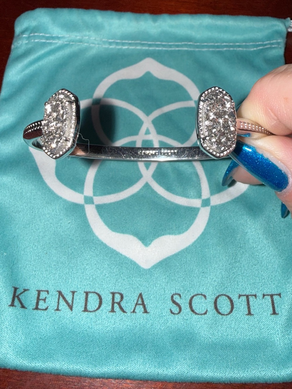 ✨Kendra Scott Elton Cuff Bracelet – Silver | Platinum Drusy | Includes Dust Bag✨